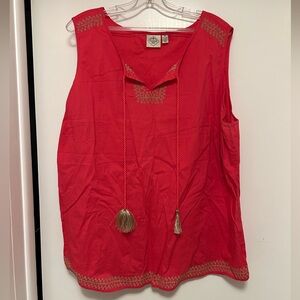 Hot Pink Sleeveless Top with Gold Accents